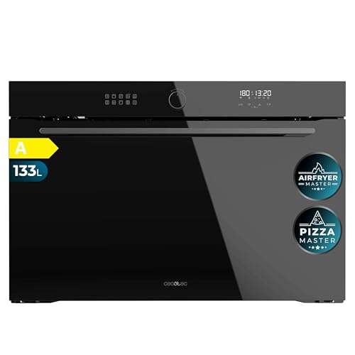 Cecotec Horno Bolero Hexa AF319000 Glass Black A, Clase A, 133 L, 11 Funciones con Función AIrFryer, Función Pizza Master, Steam Assist, Easy Clean, 5 Posiciones de bandejas
