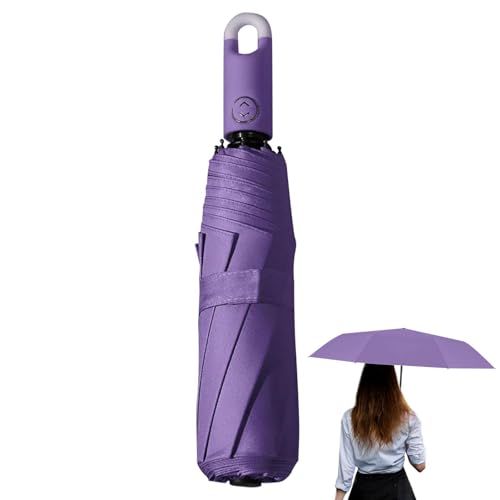 Paraguas impermeable – Accesorios de viaje, sombrilla portátil | Sombrilla plegable automática, protección UV, parasol compacto, paraguas de viaje ligero, plegable triple, automático, morado, Siehe