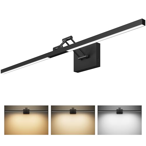 Image of VONLUCE 36 inch LED Bathroom Vanity Light, 3CCT Modern LED Vanity Lights with 360 Rotatable Head & Swing Arm, 15.4W Bathroom Light Fixture Over Mirror, LED Lights for Bathroom Bedroom, Matte Black | 3CCT, Flicker-free, 360 Rotatable Head & Swing Arm, IP44 waterproof Bathroom Light Fixture Over Mirror for Bathroom, Picture
