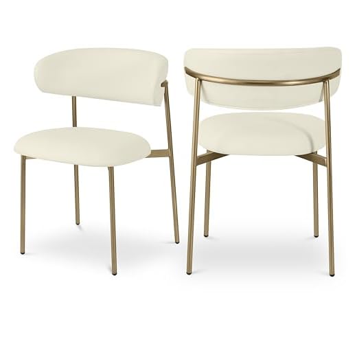 Meridian Cream Vegan Leather Dining Chairs (Set of 2)