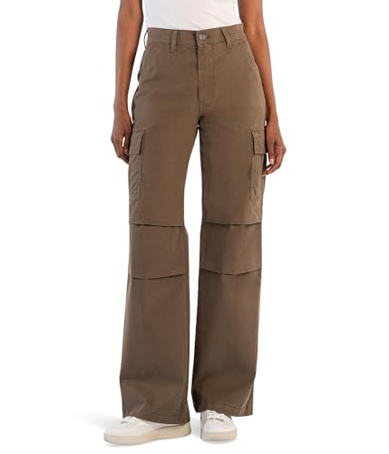 KUT from the Kloth Women's Miller High-Rise Straight Wide Leg Cargo Pockets in Oregano