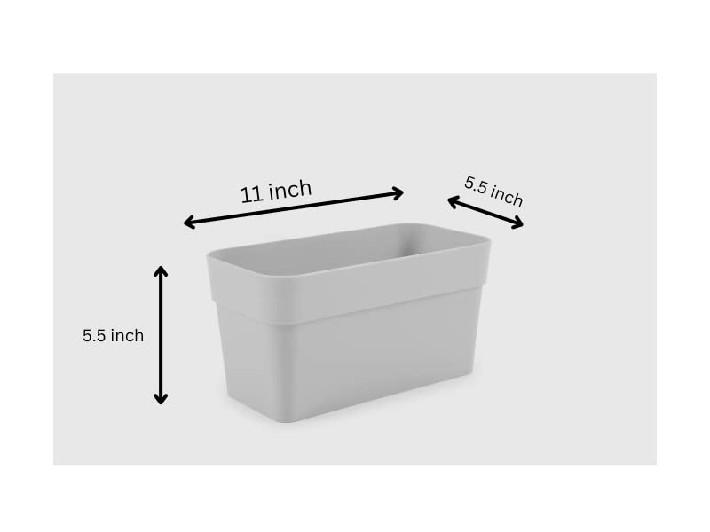 HARSHDEEP-Arty-Hanging Pots for Home Decorative Indoor Outdoor Plants Rectangular Plastic 11 Inch Set of 5 (White-Mocca)