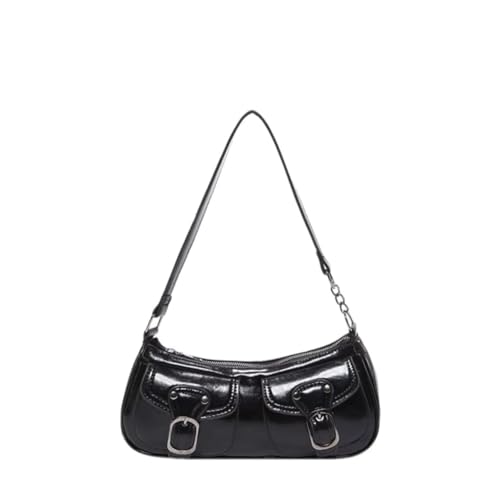 Bolsa Feminina De Ombro Estilosa Pequena Sofisticada Moderna Baguete Reveillon Natal Presente Novidade Reforçada Passeio Shopping Luxo Festa Balada (Preto)