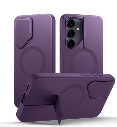 Image of SURITCH for Samsung Galaxy S25 FE Phone Case, Magnetic Protective Cover with Camera Cover & Adjustable Metal Kickstand for Galaxy S25 FE (2025)-Dark Purple
