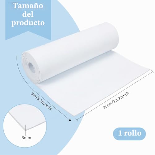 Miniatura 3 de Benecreat Rollo De Láminas De Espuma Eva Blanca 3m, Tiras De Sellado De Espuma De 35 Cm De Ancho Para Suministros De Artes Y Manualidades, Disfraces De Cosplay Y Decoración, 3 Mm De Espesor