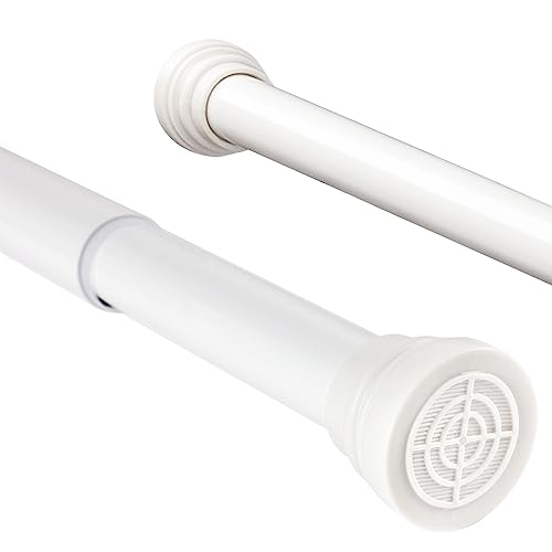 Extendable Shower Curtain Rods Spring Tension Poles Adjustable No Drill Curtain Rails for Shower Curtain, Windows, Door Curtain, Bathroom and Wardrobe 90-160cm White