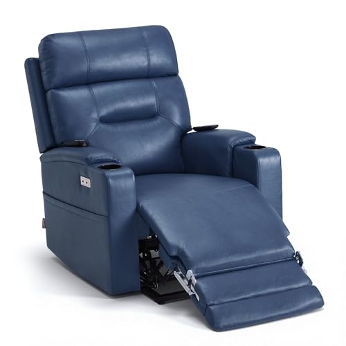 Image of MCombo Lift Chair for Tall Man 6'6'', Dual Motor Power Lift Recliner Chair for Elderly, Lay Flat for Sleeping, Heat and Massage, USB & Type C, Faux Leather 7755 (Blue)