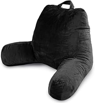 Milliard Reading Pillow with Arms, Black, Cozy Shredded Memory Foam Back Pillow for Bed Sitting Up - Sit Up Backrest Support for Reading & Rest Bed - Washable Cover, Adjustable Comfort, CertiPUR