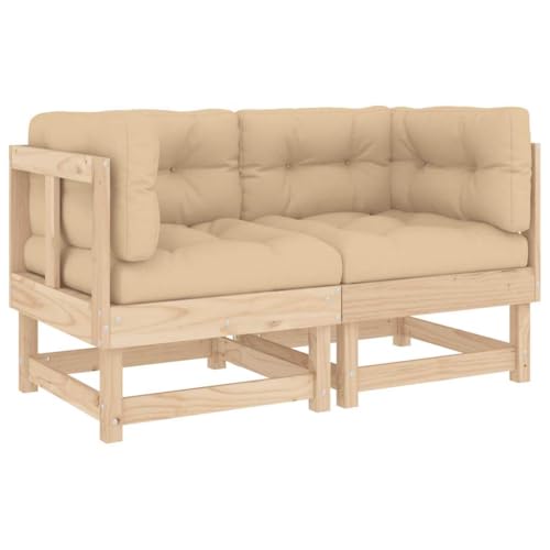 vidaXL Sofás esquineros con Cojines 2 uds Madera Maciza de Pino, sofá de Esquina, sofá de Exterior, sofá de Patio, sofá de jardín, sofá Modular