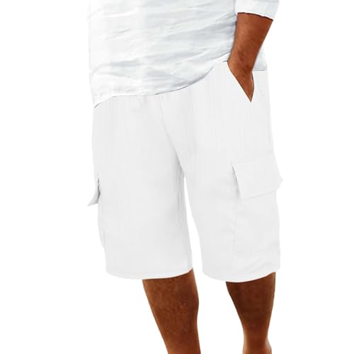 Shorts casual de hombre con cintura elástica y bolsillos grandes miniatura 1
