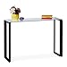 Relaxdays Table Console Verre, Meuble d’appoint étroit, HxLxP 75 x 110 x 35 cm, métal, Couloir, Salon, élégant, Noir, 1 unité