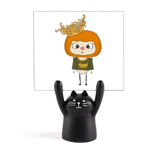 Support mémo dessin animé chat noir pour porte-photo et décoration de bureau
