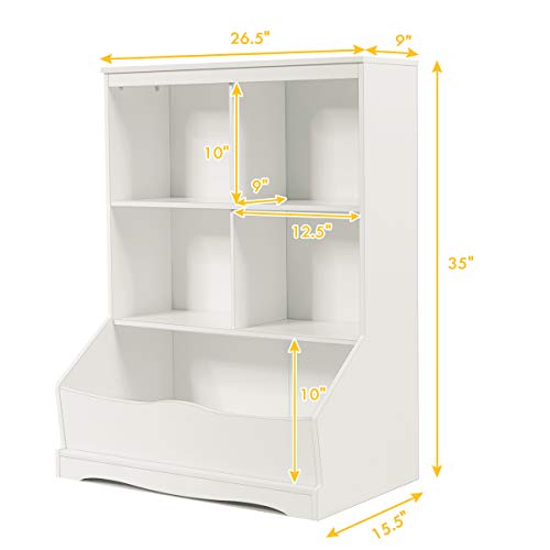 Giantex Cubby Toy Organizer, Wood Storage Cabinet, 3 Shelf 4 Cube Units, Storage Bins Cubbies For Kids’ Collections (White) #TOP2