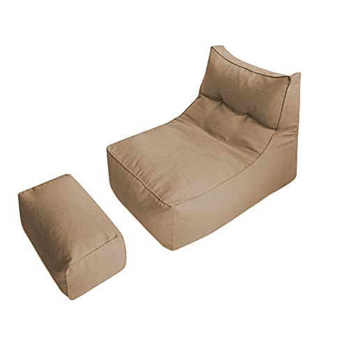 DTLEO Funda de Puff Funda de Bean Bag Escabel para Adultos y Niños, Puf Gigante de Tela, Puf de Salón (Sin Relleno), Puf de Salón para Sofá, Silla o Tumbona,Light Coffee