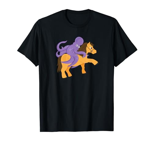 Pulpo Cabalgando Animales Marinos Irónicos Camiseta