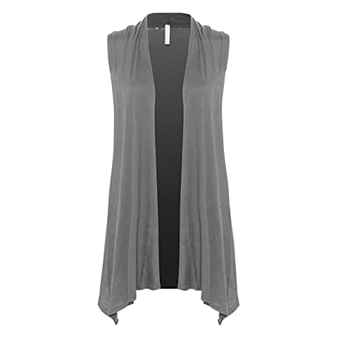 Design by Olivia Women's Sleeveless Open Front Draped Cardigan Vest Lightweight Cool Coat Charcoal L Cover