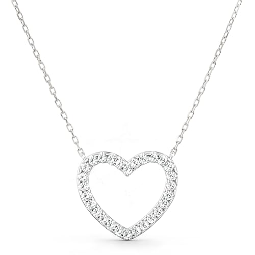 STORYJEWELLERY Heart Necklace, Silver Necklace for Women, Silver Heart Pendant