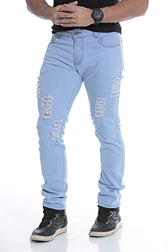 Calças Jeans Masculinas Sarja Skinny Com Lycra Ofertas Slim 48