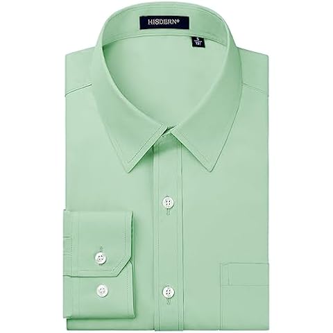 HISDERN Chemise Manches Longues Vert Clair Cover