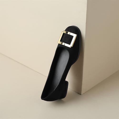 Women's Retro Square Closed Toe Pump Metallic Pull-On Chunky Low Block Heel Classic Work Office Church Casual Comfort Dress Shoes Business Party Shopping Dating Daily Wear Pumps3