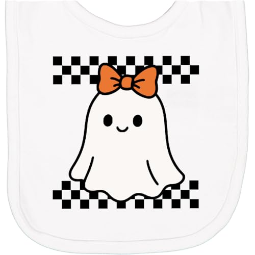inktastic Halloween Girl Ghost Checkered Newborn Bib