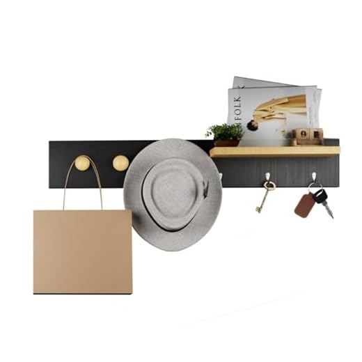 ArtMovelar - Porta-Chaves de Parede - Gancho de Parede, Organizadores de Parede com Pinos, Decoração de Quarto Aesthetic, Organização e Decoração de Apartamento e Casa - Preto, 60x10