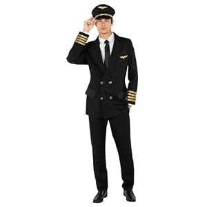 Morph Kostüm Pilot Herren, Kostüm Herren Pilot, Perfekt für Karneval, Mottopartys, Fasching und Halloween - L