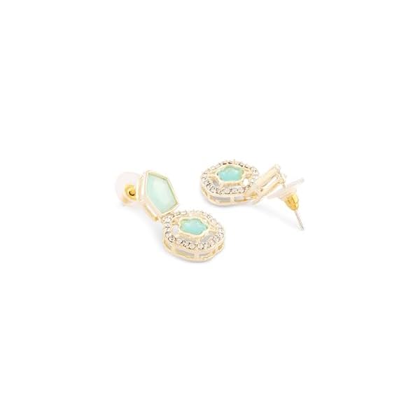 ZAVERI PEARLS Mint Green Kundan Austrian Diamonds & Artificial Stones Embellished Necklace Earring & Ring Set For Women-ZPFK17098 - Image 8