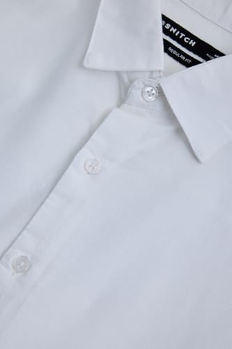 Image of SNITCH Men Casual & Formal Shirt | Regular Fit Full Sleeve Spread Collar Solid Style | 100% Cotton Breathable Woven Fabric for Everyday Wear & Stylish Office Outings