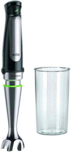 Braun Mixeur plongeant (1000 W avec technologie ActiveBlade) Noir/acier inoxydable Gobelet mélangeur et doseur 600 ml inclus Noir