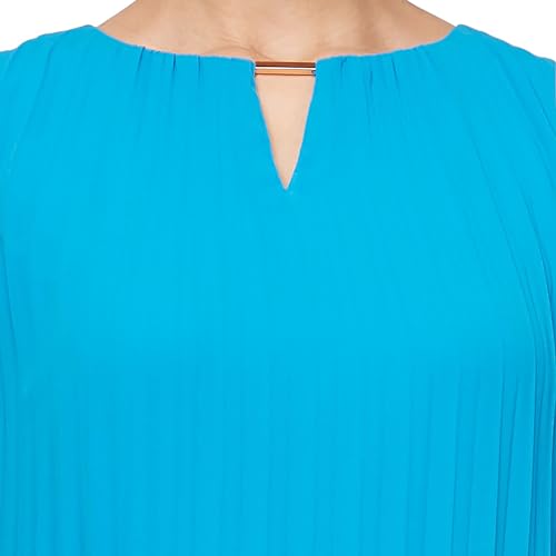 Image of S.L. Fashions Women's Short Sleeveless Pleated A-line Dress with Cutout Neckline