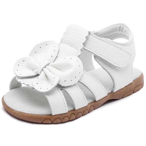 Image of Femizee Toddler Girls Leather Dress Sandals with Adjustable Strap | Toddler /Little Kids, Leather upper, Cushioned footbed, Hook-and-loop, Flexible Sole, Dressy summer occasions, Princess-style