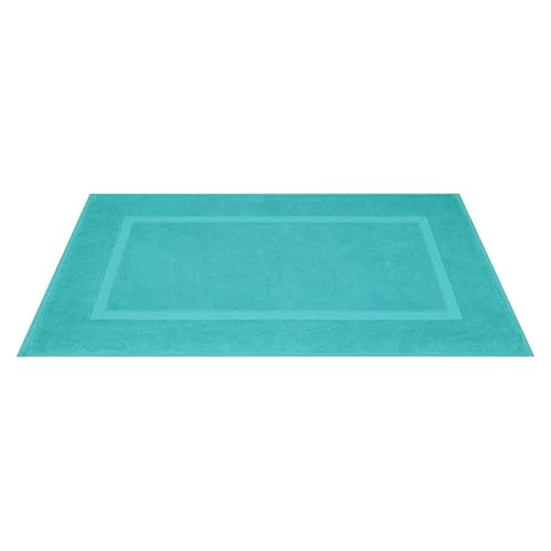 Image of Cotton Paradise 100% Cotton Turkish Bathmat Set, Soft Absorbent Quick Dry, 2 Piece 20x34 Bathmat Floor Set, Turquoise