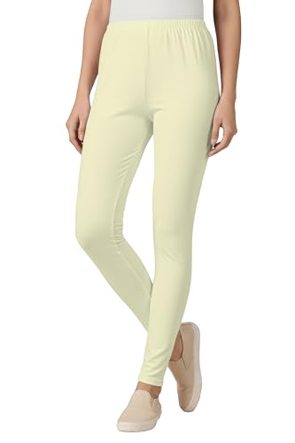 Image of Women's Cotton Lycra Ankle Length Leggings | Regular Rise, Soft 4 Way Stretch Fabric | Casual & Ethnic Wear