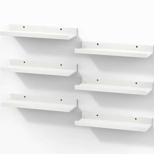 Image of BAYKA 15.7x5.12 Floating Shelves for Wall,Room Decor,Raised Lip,6 Pack