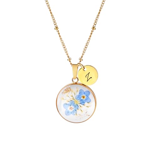 Pendentif Forget-Me-Not en résine fait main, un bijou botanique d'exception