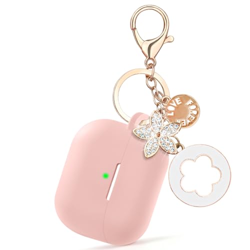 Image of Case Compatible for Apple Airpods 4 - VISOOM Airpods 4 Cases 2024 Cover Women Cute Silicone iPods 4 Earbuds Wireless Accessories Charging Cases Girl Bling Keychain for Airpod iPods 4th Generation