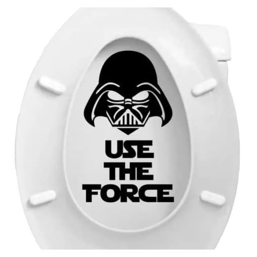 WOO LANDO Adhesivo para tapa de inodoro - Use The Force - Darth Vader - Vinilo resistente al agua como decoración y regalo divertido 15 x 25 cm en negro