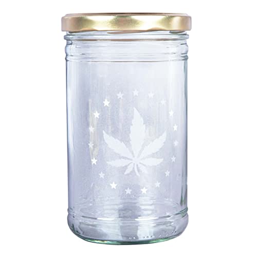 UDOPEA STASH - Luftdichte Aufbewahrung für Kräuter u. Gewürze - Glas Behälter mit Deckel, 1053ml, ca. 10 x 18cm (Motiv Europe) Cover