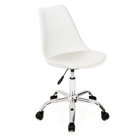 IDMarket - Silla de oficina escandinava SARA blanca con ruedas