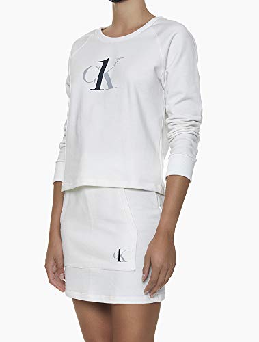 Blusão moletom decote canoa, Calvin Klein, Feminino, Off white, P