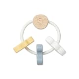 MORI Baby Boys and Girls Wooden Rattle Ring - Develops Motor Skills - Easy Grip and Shake Grasping Play Toy - Non Toxic Paint - 0+ Months