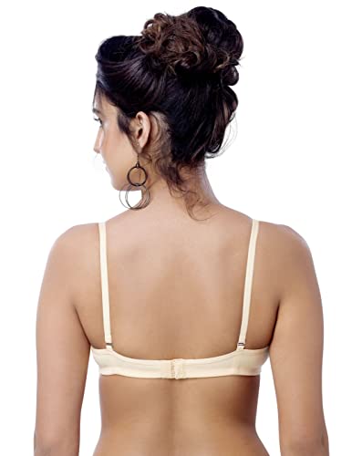 Image of Brida Monica Women's Wide Strap Bra - Soft Hosiery Cotton, Non-Padded, Wireless, Seamless Full Coverage T-Shirt Bra