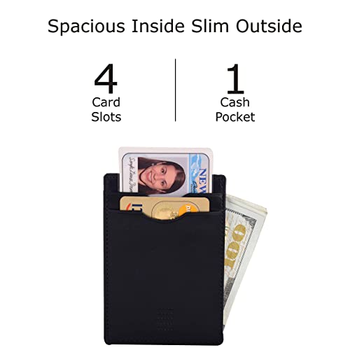 Elegant Plain cardholder Genuine Leather RFID blocking Magnetic Clip Cardcase Wallet | Slim Design for Front and Back Pocket | Quality Cardcase wallet | Ideal Gift for Men4