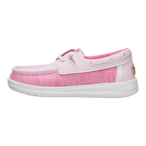 HEYDUDE Boy's Youth Wells Classic Slip On Shoe, Pink Size 5 | Lightweight Easy On Kids Shoe with Elastic Laces