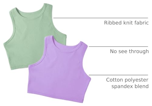 Image of Auranso Girls Tank Tops 2 Pack Ribbed Knit Sleeveless Crop Tops for Kids