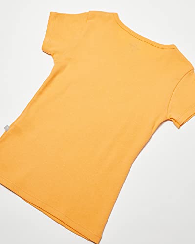 Blusa Básica Infantil Menina Manga Curta Slim Em Ribana Laranja Claro 008