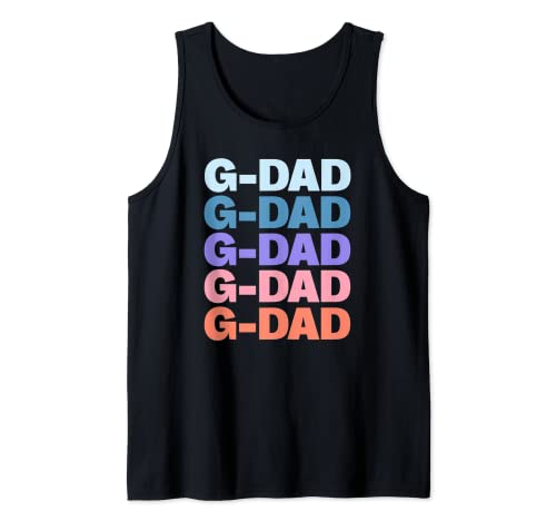 Funny Modern Repeated Text Design G-Dad Grandpa Granddad Camiseta sin Mangas