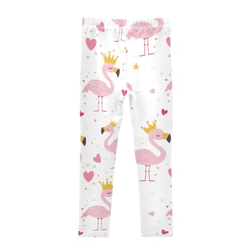 Wusikd Pink Flamingos Girls' Leggings Toddler Doodles Cute Kids Yoga Pants Dance Active Tights 4T2