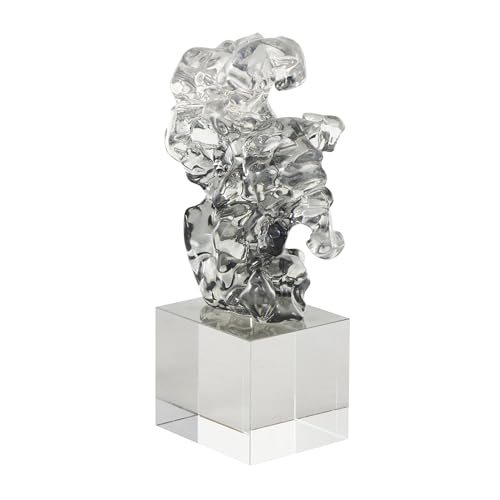 Escultura Decorativa Abstracta de Vidrio Transparente 6x3x10 pulg miniatura 7